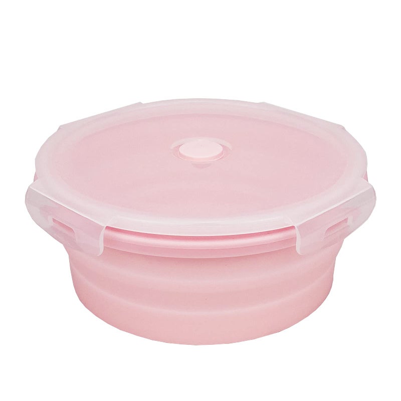 CARTINTS Silicone Collapsible Food Storage Containers-Prep/Storage Bowls with Lids â€“ Set of 4 Round Silicone Lunch Containers â€“ Microwave and Freezer Food Containers(pink) - Image 4